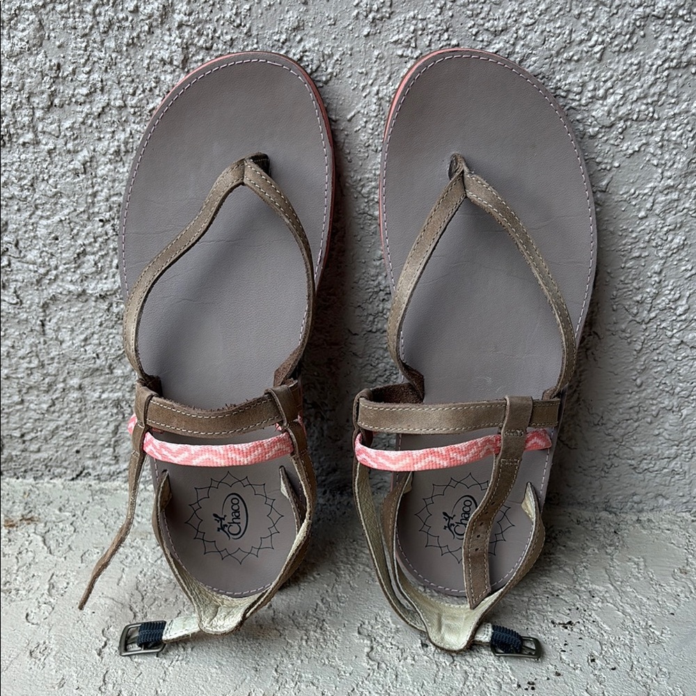 Chaco Brown Sandals with Pink Straps